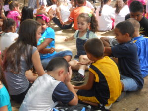 World travelers visiting a school.